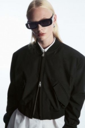 Dámské Bundy COS Oversized Cropped Bomber Černé | COS Eshop CZ-04365SFAI