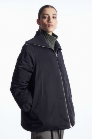 Dámské Bundy COS Žebrovaný-Collar Puffer Tmavě Blankyt | COS Eshop CZ-85712BRGQ