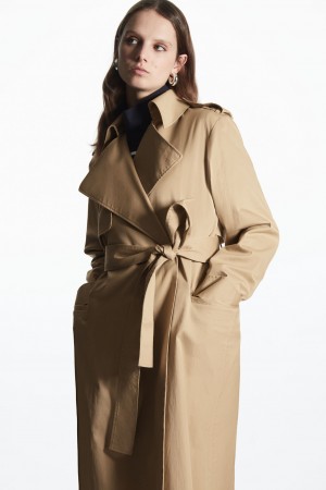 Dámské Kabáty COS Belted Trench Béžový | COS Eshop CZ-45697AYZC