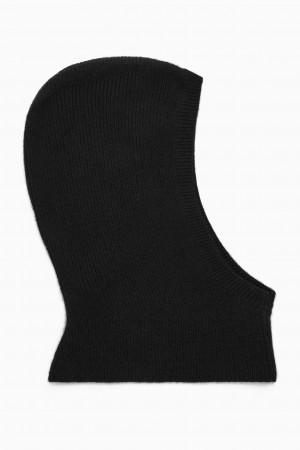 Dámské Klobouky COS Žebrovaný Vlna-Cashmere Balaclava Černé | COS Eshop CZ-72094TLOF