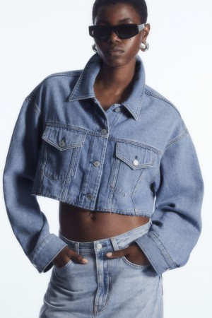 Dámské Košile COS Oversized Cropped Denim Overshirt Světle Blankyt | COS Eshop CZ-37260VGDB