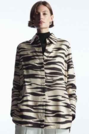 Dámské Košile COS Oversized Zebra-Print Silk Bílé | COS Eshop CZ-87960EHBF