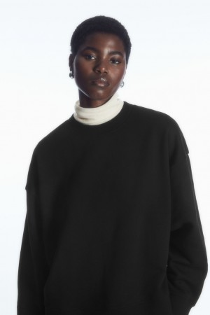 Dámské Mikina COS Oversized Fleece-Back Černé | COS Eshop CZ-51840EQGX