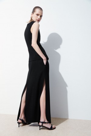 Dámské Sukně COS The High-Slit Maxi Pencil Černé | COS Eshop CZ-78603BITY