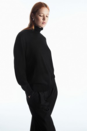 Dámské Svetry COS Merino Vlna Roll-Neck Černé | COS Eshop CZ-39182UPEO