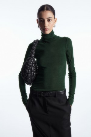 Dámské Svetry COS Merino Vlna Turtleneck Top Tmavě Zelene | COS Eshop CZ-07815ZXKU