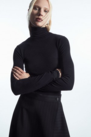 Dámské Svetry COS Merino Vlna Turtleneck Top Tmavě Blankyt | COS Eshop CZ-46581UMGZ