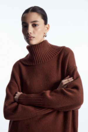 Dámské Svetry COS Oversized Pure Cashmere Roll-Neck Červené | COS Eshop CZ-12036MTKP