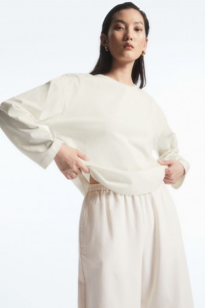 Dámské Tričko COS Boxy Long-Sleeved Bílé | COS Eshop CZ-84590BICH