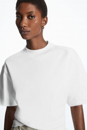 Dámské Tričko COS Waisted Mock-Neck Bílé | COS Eshop CZ-27891BIRC