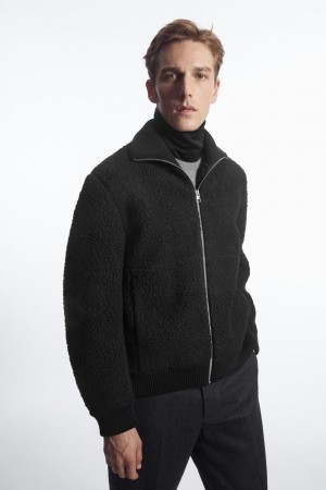 Pánské Bundy COS Funnel-Neck Teddy Černé | COS Eshop CZ-04897TUGV