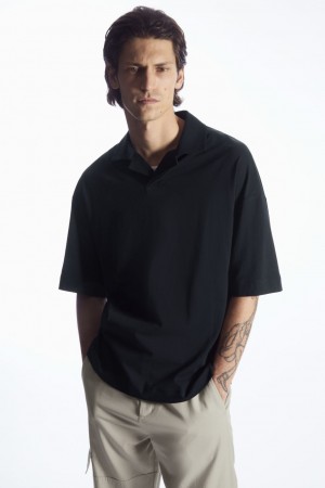 Pánské Polo Triko COS Oversized Open-Collar Tmavě Blankyt | COS Eshop CZ-52847WZJT