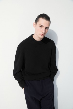 Pánské Svetry COS The Cashmere Crew-Neck Černé | COS Eshop CZ-35162LZUI