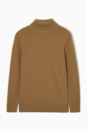 Pánské Svetry COS Vlna-Cashmere Turtleneck Tmavě Béžový | COS Eshop CZ-48937VTOA