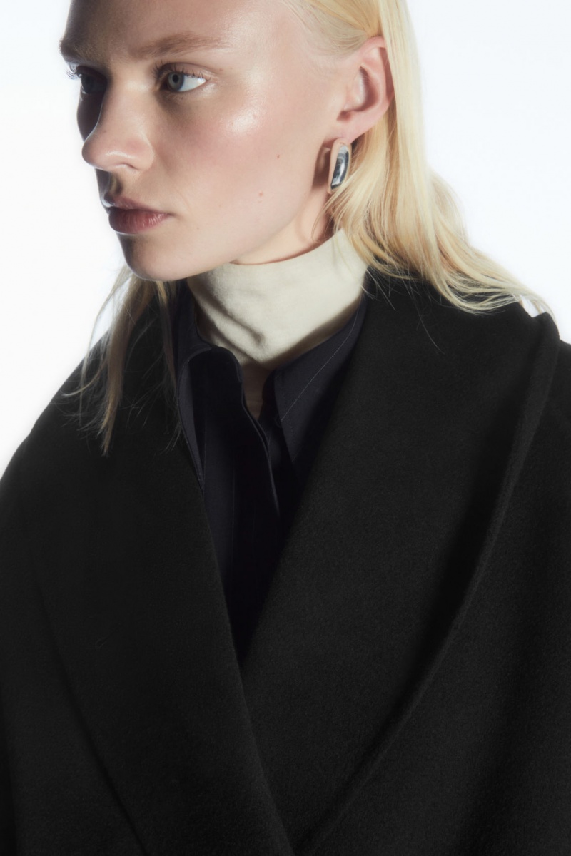 Dámské Bundy COS Oversized Shawl-Collar Vlna Černé | COS Eshop CZ-16739YOQT