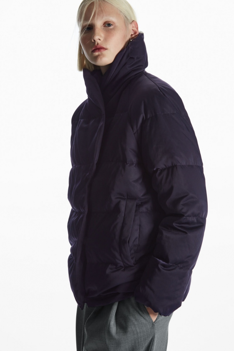 Dámské Bundy COS Shawl-Collar Puffer Tmavě Blankyt | COS Eshop CZ-89403JSGX