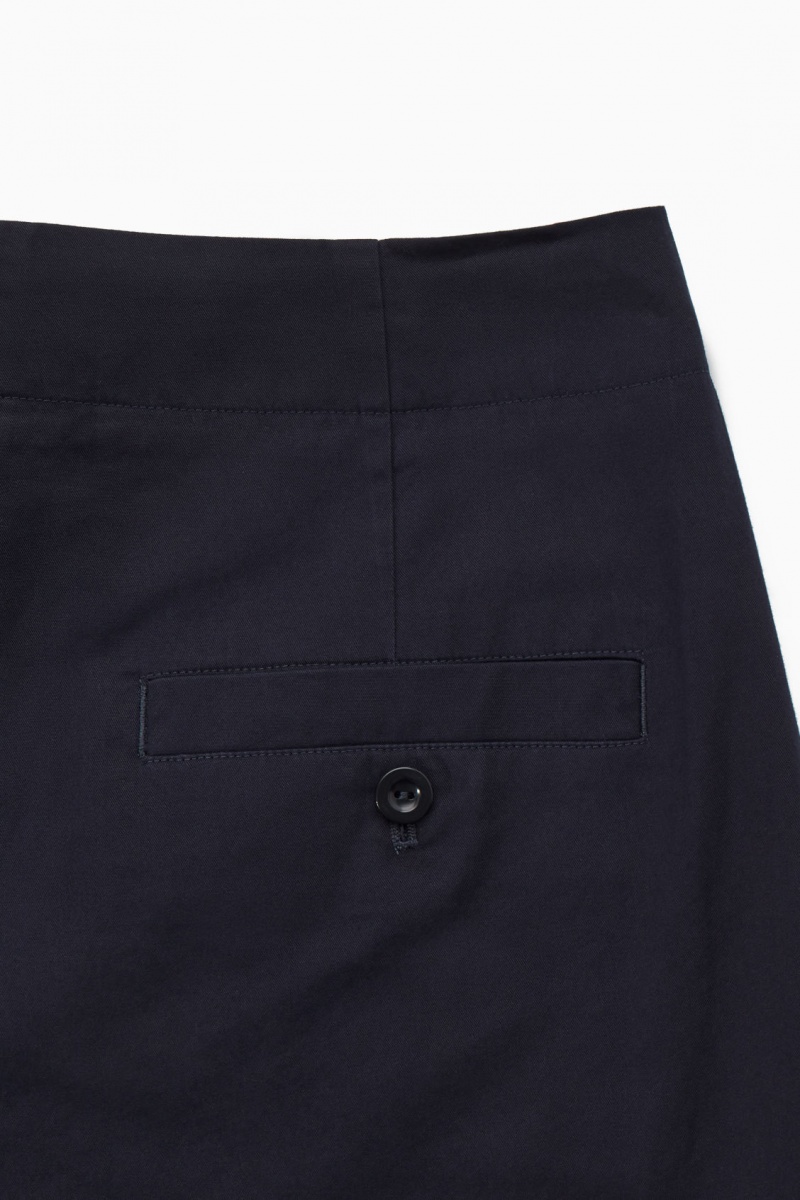 Dámské Chino Kalhoty COS Plisovaný Barrel-Leg Twill Tmavě Blankyt | COS Eshop CZ-56423UKDV