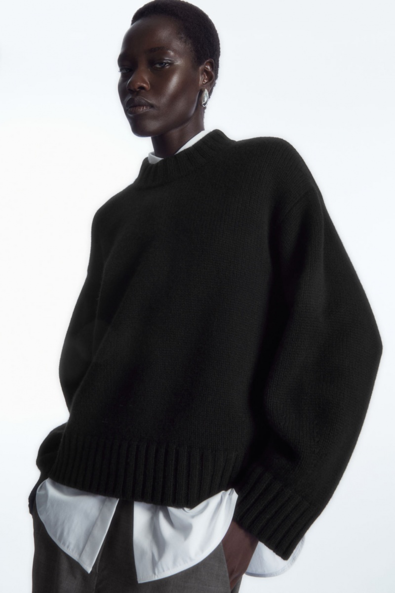 Dámské Jumpers COS Tlustý Pure Cashmere Crew-Neck Černé | COS Eshop CZ-12680QNHO