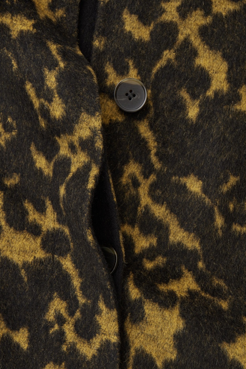 Dámské Kabáty COS Oversized Animal-Print Vlna Černé | COS Eshop CZ-42786OCPB