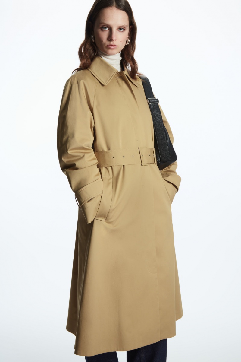 Dámské Kabáty COS Regular-Fit Twill Trench Béžový | COS Eshop CZ-24736MKAG