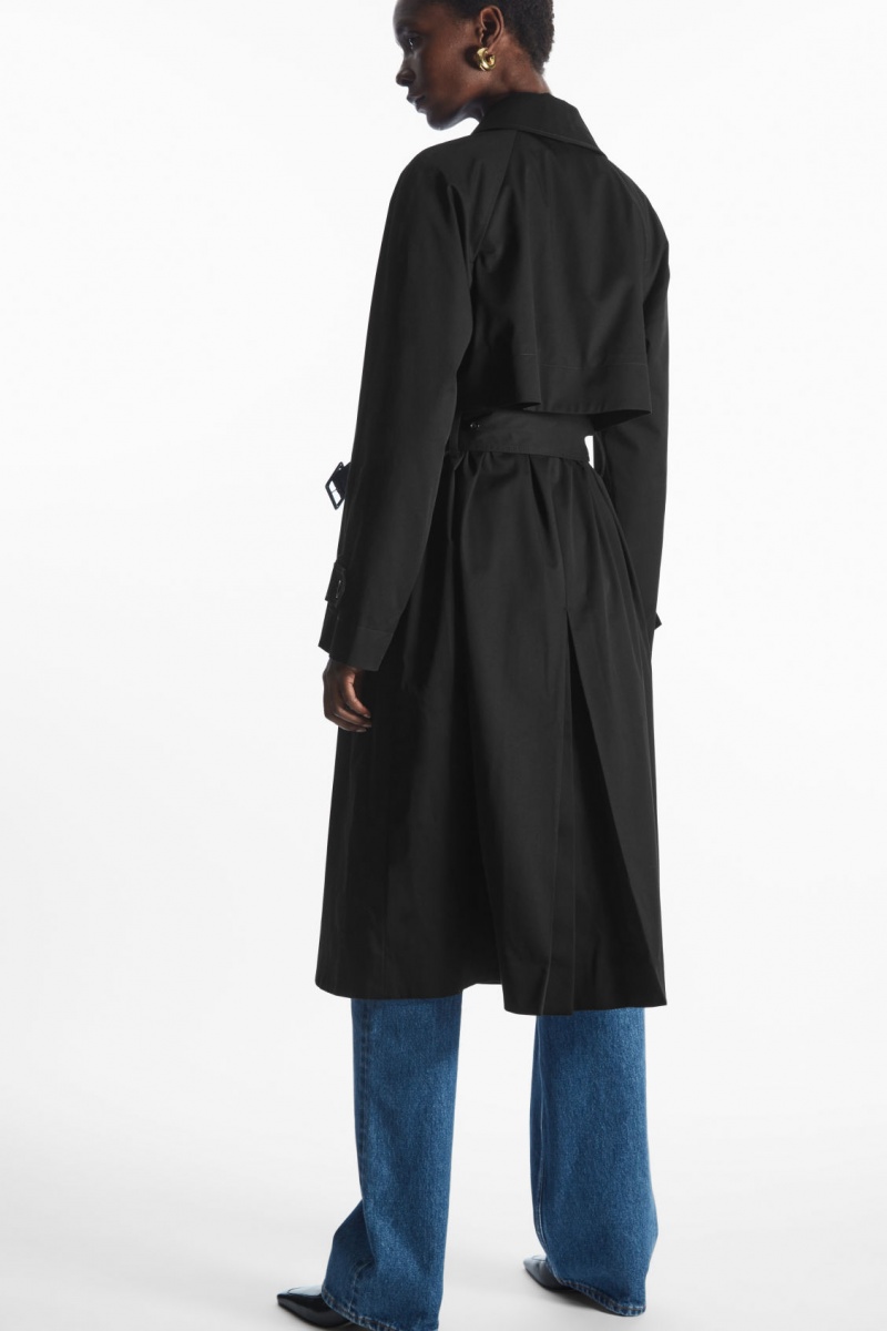 Dámské Kabáty COS Regular-Fit Twill Trench Černé | COS Eshop CZ-28371ECQL