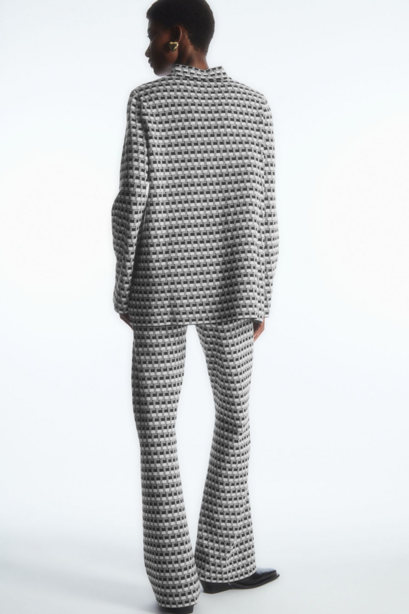 Dámské Kalhoty COS Flared Checked Jacquard-Knit Černé | COS Eshop CZ-36142YJKL