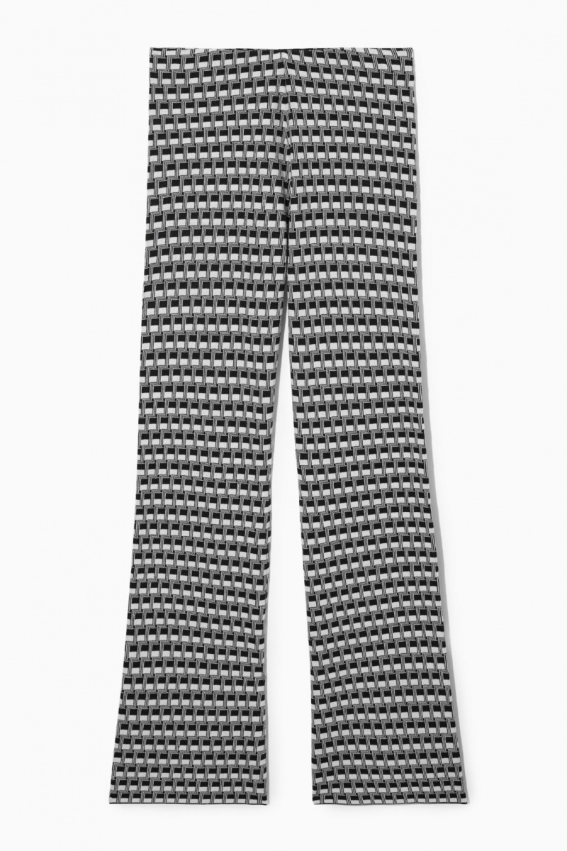 Dámské Kalhoty COS Flared Checked Jacquard-Knit Černé | COS Eshop CZ-36142YJKL