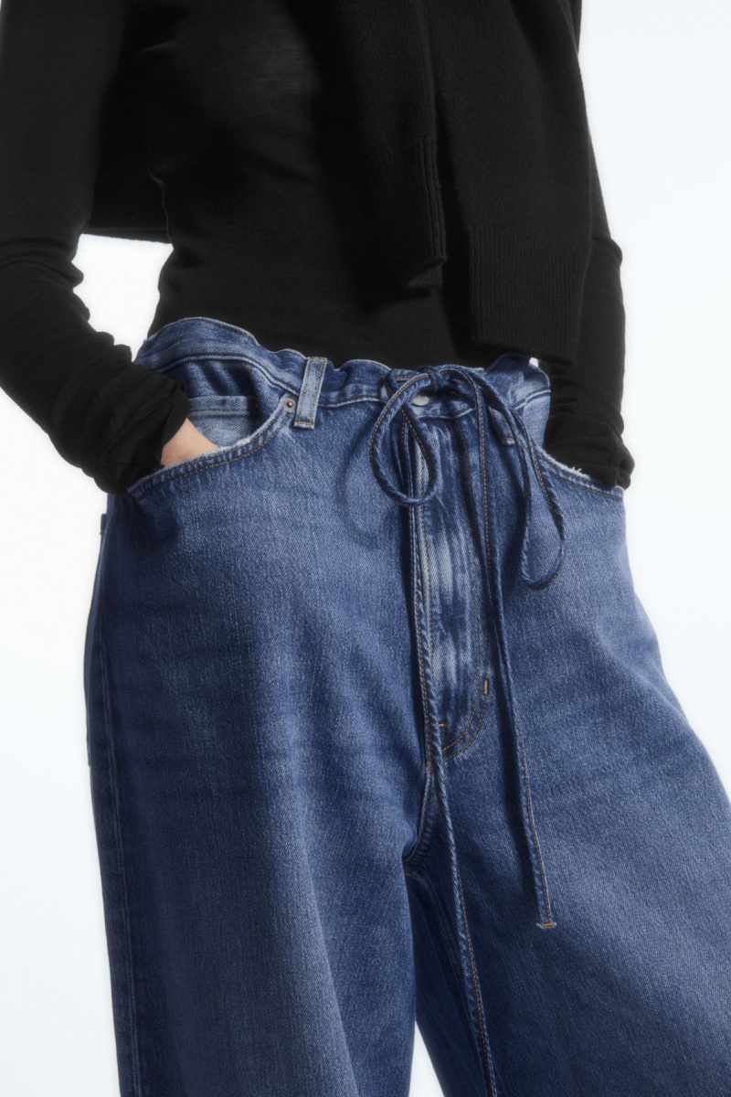 Dámské Kalhoty COS Široké-Leg Drawstring Denim Blankyt | COS Eshop CZ-79560MUVE