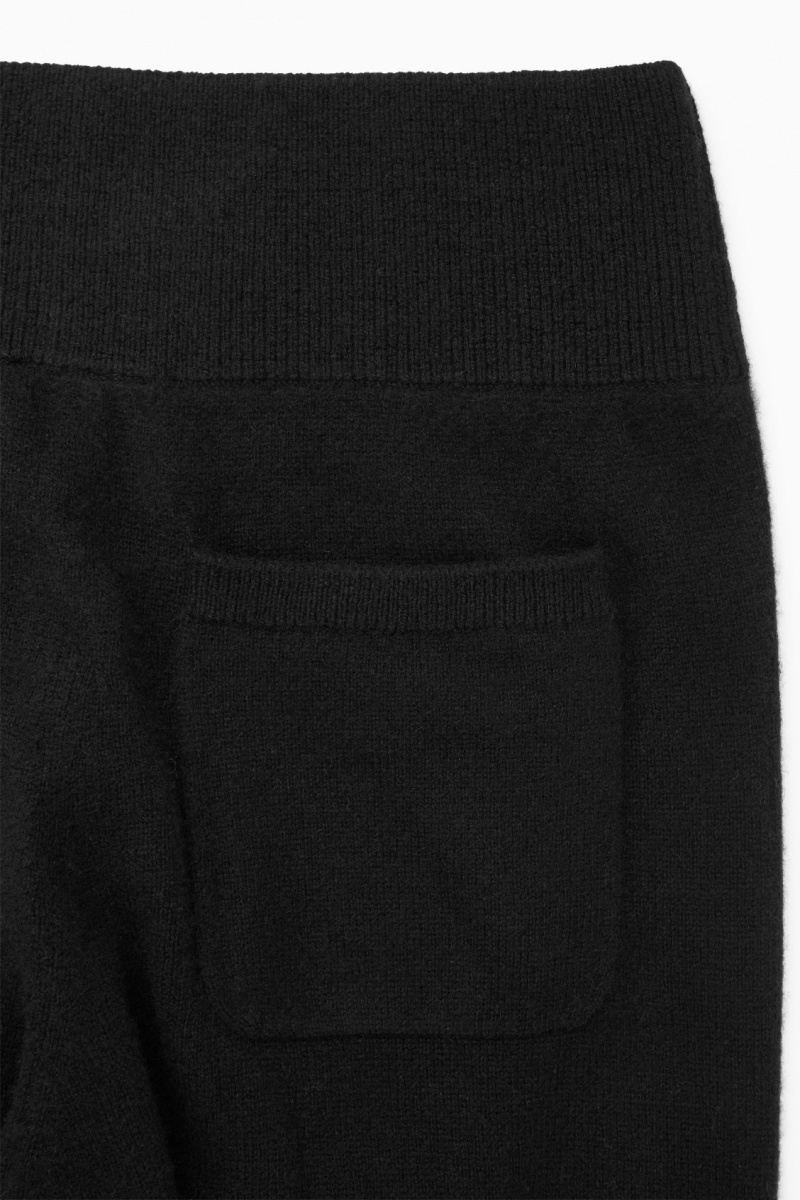 Dámské Kalhoty COS Široké-Leg Pure Cashmere Černé | COS Eshop CZ-72108MVQE