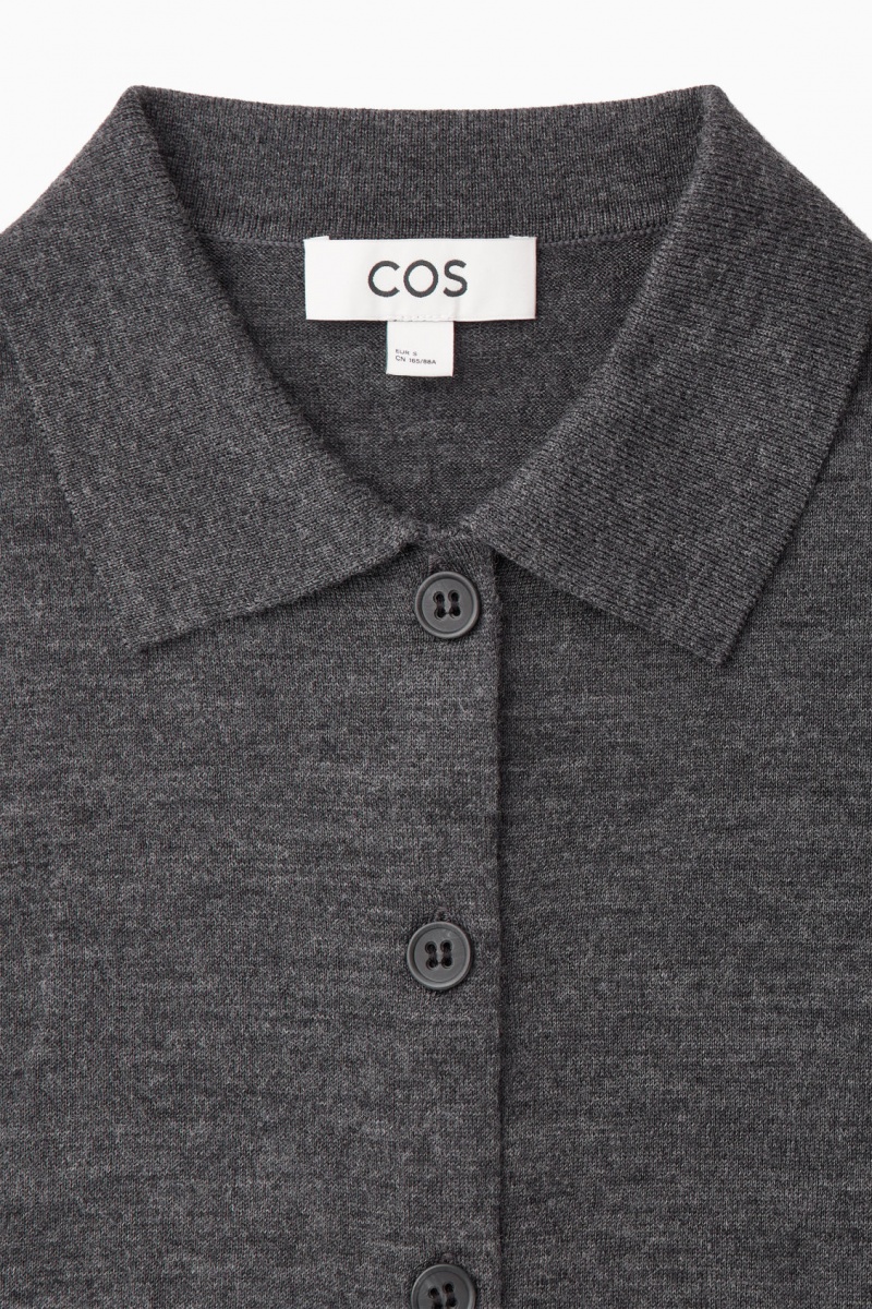 Dámské Kardigan COS Merino Vlna Collared Tmavě Šedé | COS Eshop CZ-78604NAJX