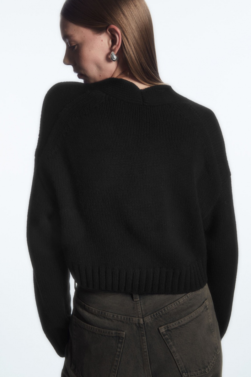 Dámské Kardigan COS Tlustý Cropped Cashmere-Blend Černé | COS Eshop CZ-08269OZMP