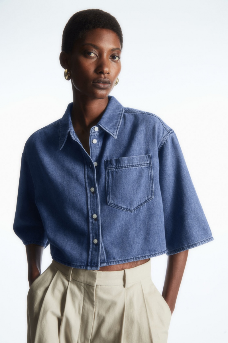 Dámské Košile COS Cropped Denim Blankyt | COS Eshop CZ-62185LCKD