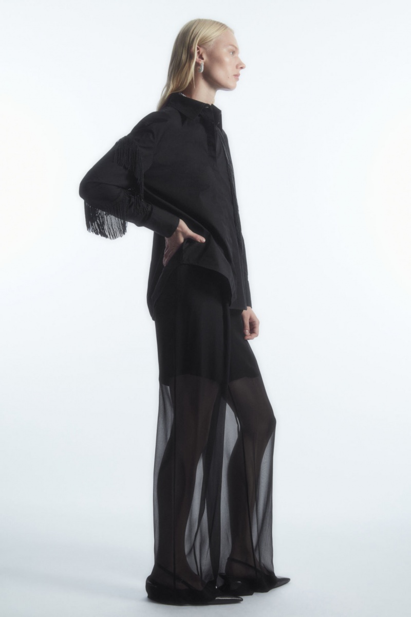 Dámské Košile COS Oversized Embellished Fringed Černé | COS Eshop CZ-58147JOLY