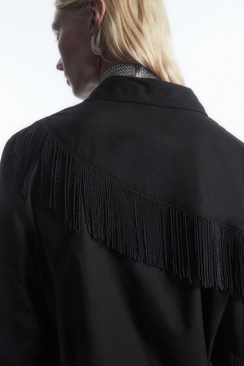 Dámské Košile COS Oversized Embellished Fringed Černé | COS Eshop CZ-58147JOLY