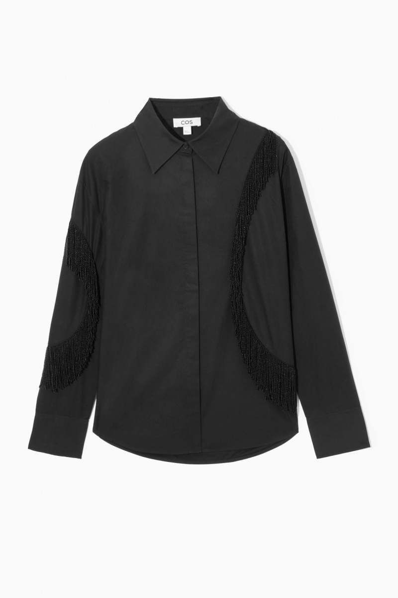 Dámské Košile COS Oversized Embellished Fringed Černé | COS Eshop CZ-58147JOLY