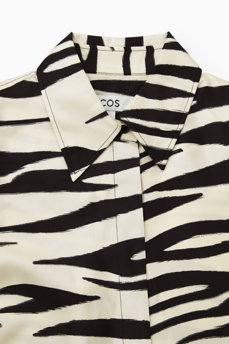 Dámské Košile COS Oversized Zebra-Print Silk Bílé | COS Eshop CZ-87960EHBF