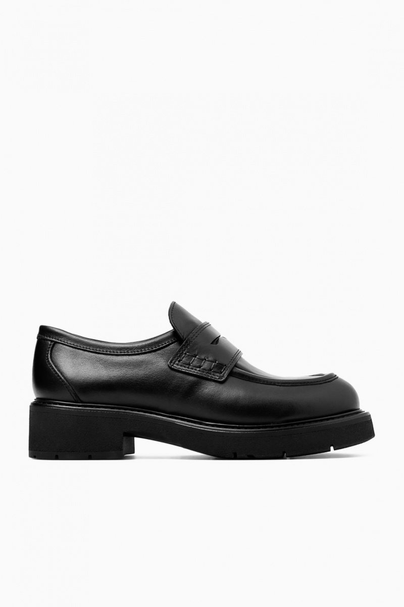 Dámské Loafers COS Tlustý Læder Penny Černé | COS Eshop CZ-45081RPDZ