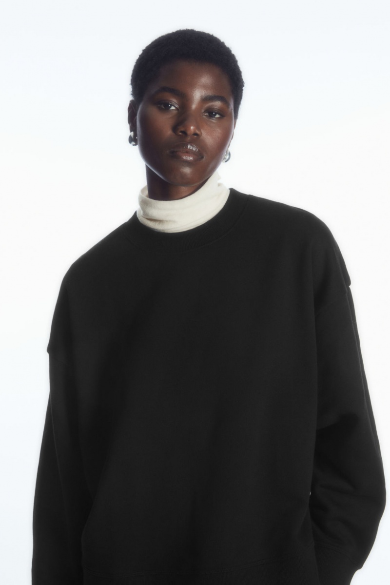 Dámské Mikina COS Oversized Fleece-Back Černé | COS Eshop CZ-51840EQGX