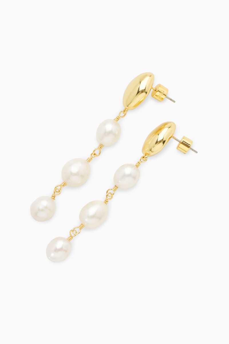 Dámské Náušnice COS Freshwater Pearl Dangly Zlaté | COS Eshop CZ-03621XJTF