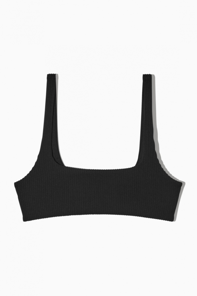 Dámské Plavky COS Square-Neck Žebrovaný Bikiny Černé | COS Eshop CZ-30864HVZJ