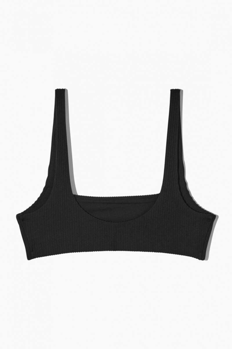 Dámské Plavky COS Square-Neck Žebrovaný Bikiny Černé | COS Eshop CZ-30864HVZJ