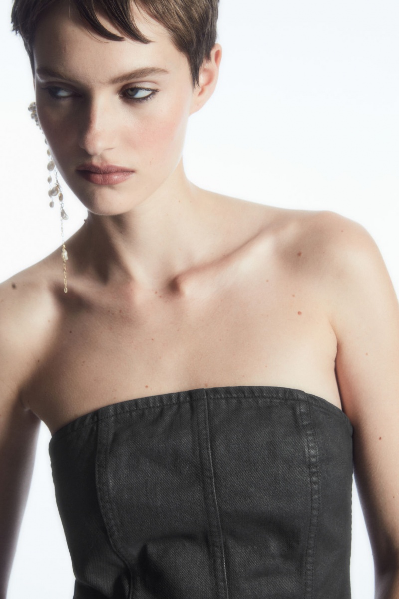 Dámské Podprsenky COS Coated-Denim Bustier Černé | COS Eshop CZ-64285DITQ