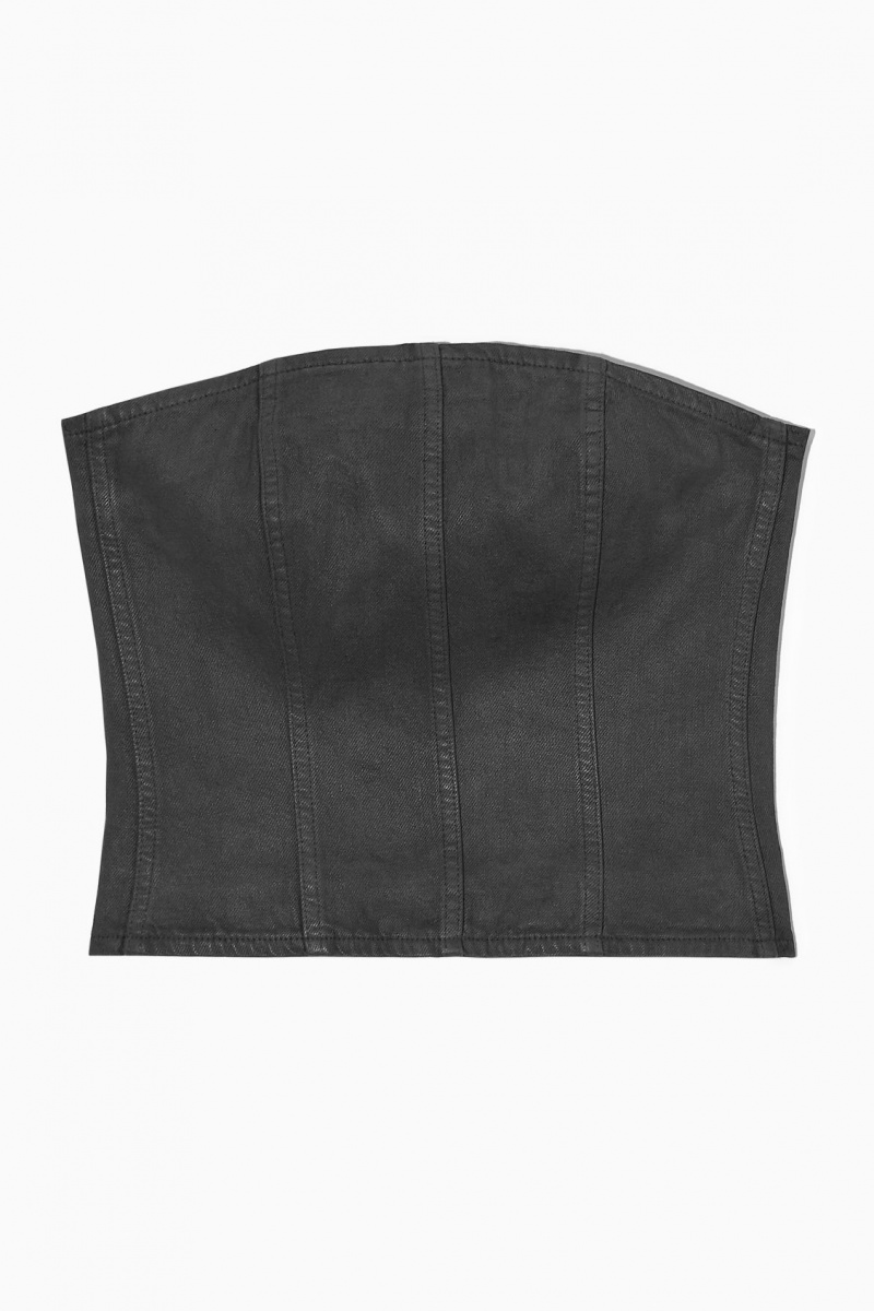 Dámské Podprsenky COS Coated-Denim Bustier Černé | COS Eshop CZ-64285DITQ