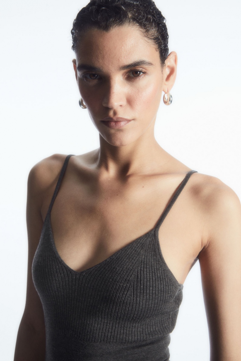 Dámské Podprsenky COS Žebrovaný-Knit Merino Vlna Bralette Tmavě Šedé | COS Eshop CZ-75941QMNK