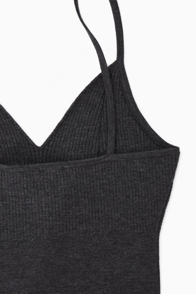 Dámské Podprsenky COS Žebrovaný-Knit Merino Vlna Bralette Tmavě Šedé | COS Eshop CZ-75941QMNK