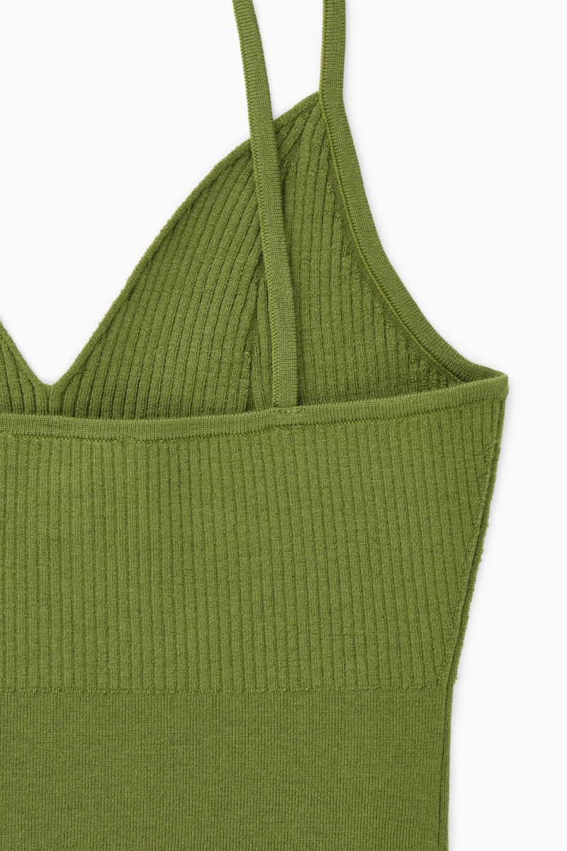 Dámské Podprsenky COS Žebrovaný-Knit Merino Vlna Bralette Tmavě Zelene | COS Eshop CZ-87210WCDF