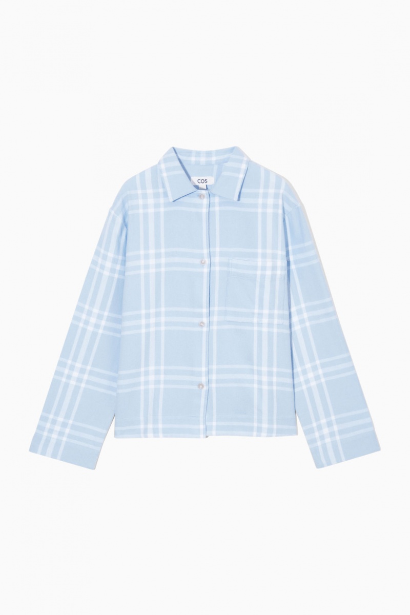 Dámské Pyžama COS Checked Flannel Pajama Set Světle Blankyt Bílé | COS Eshop CZ-49180KXYI