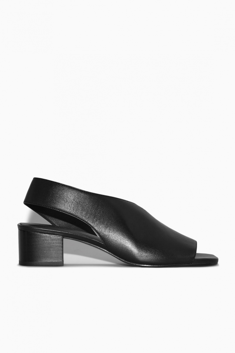 Dámské Sandály COS Læder Slingback Block-Heel Černé | COS Eshop CZ-27516BFJW