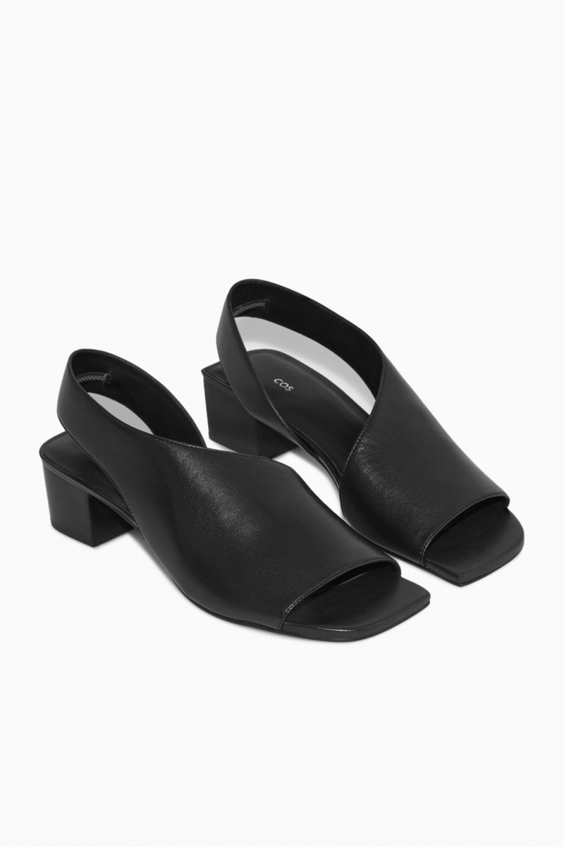 Dámské Sandály COS Læder Slingback Block-Heel Černé | COS Eshop CZ-27516BFJW