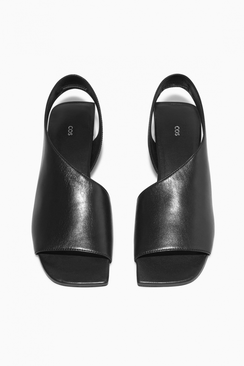 Dámské Sandály COS Læder Slingback Block-Heel Černé | COS Eshop CZ-27516BFJW